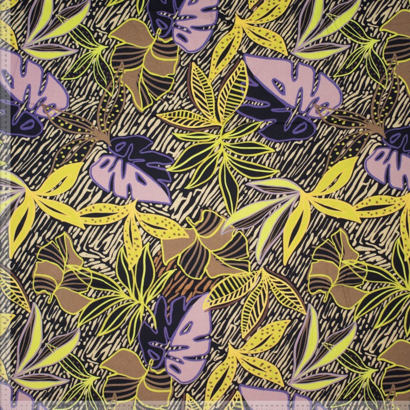 Viscose yellow leaf print