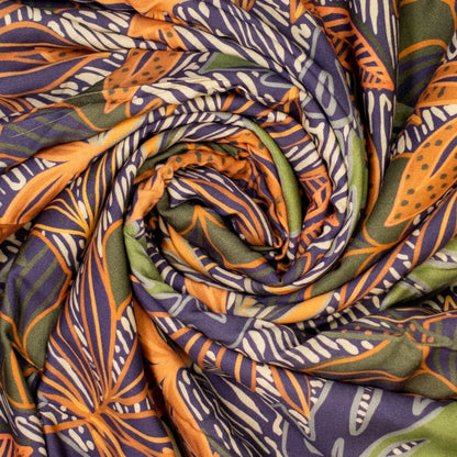 Viscose orange leaf print