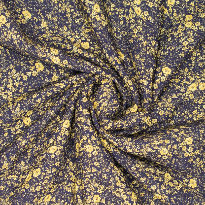 Ecovero viscose black and yellow ditsy flower