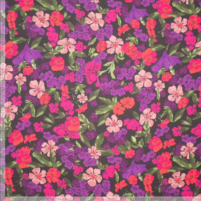 Ecovero viscose pink and purple flowers