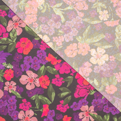 Ecovero viscose pink and purple flowers