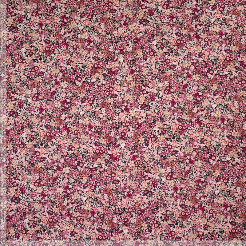 Stretch Cotton with Pink Ditsy Flower Print