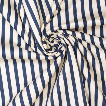 Striped Stretch Cotton in Blue and White