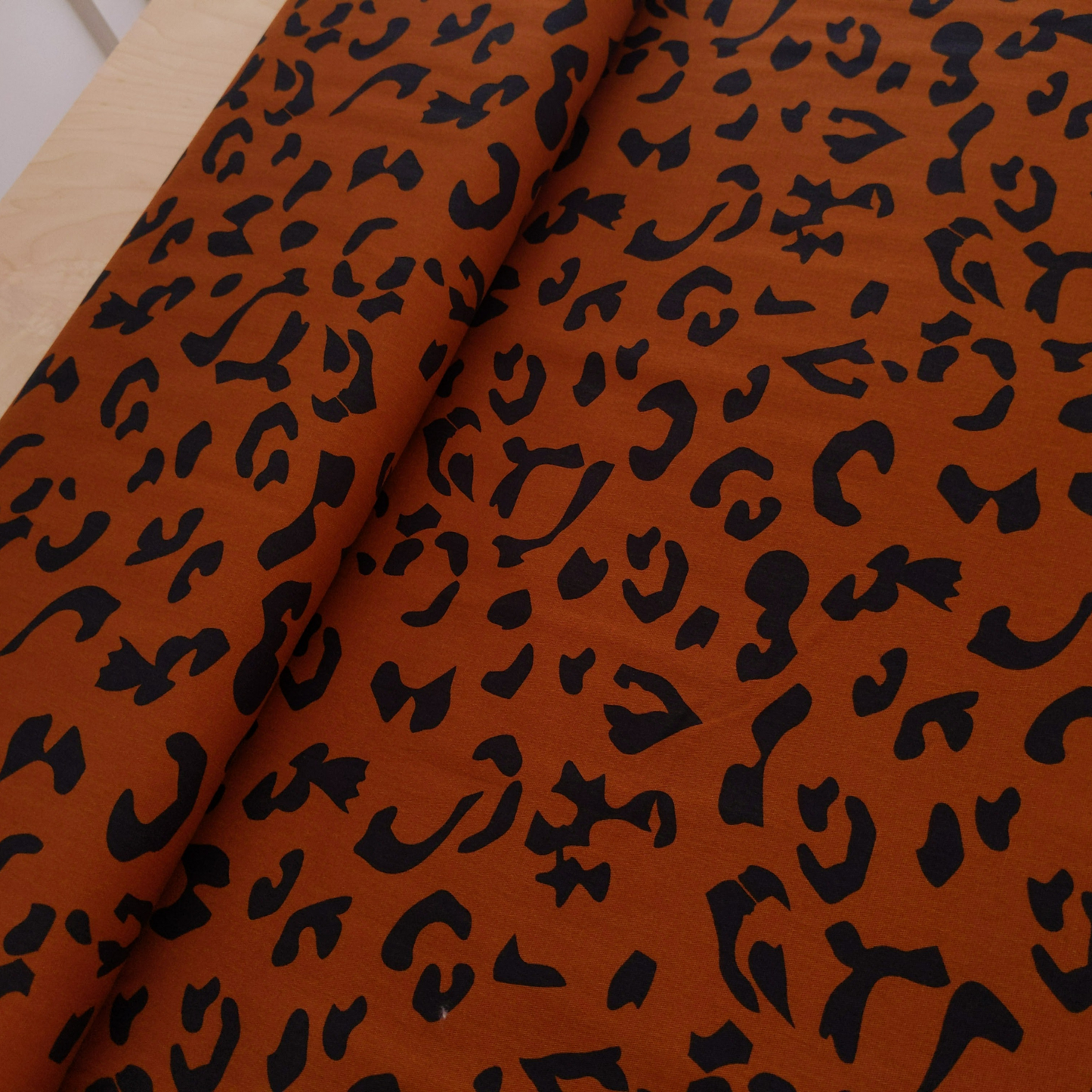 Cotton Stretch Denim with Leopard Print
