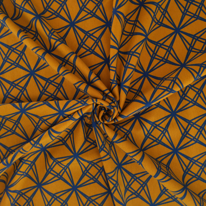 Cotton Jersey in Mustard with Abstract Motif